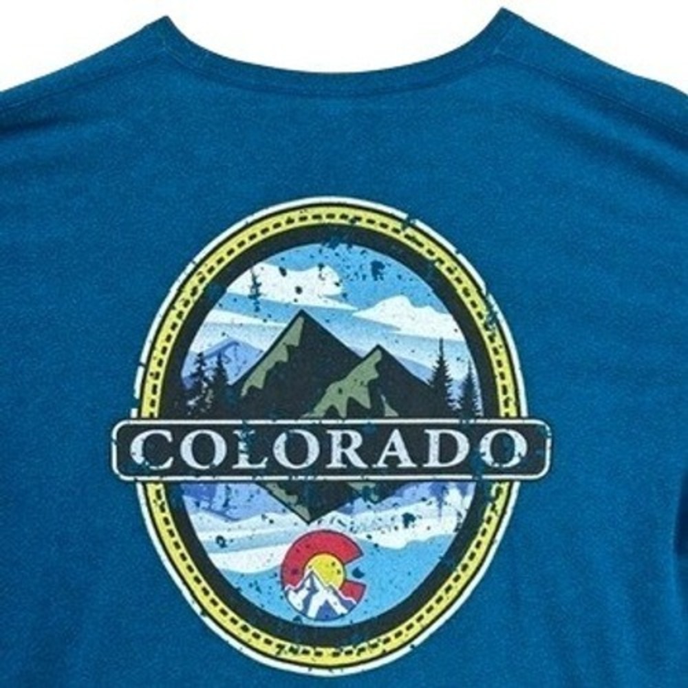 VTG‎ Pacific Colorado Mountain Graphic Long Sleeve T-Shirt Mens XL Teal Heather